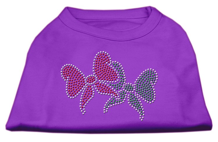 Christmas Bows Rhinestone Shirt Purple S